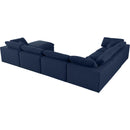 Manufacturer Color_Navy -- Serene 158" Navy Linen Textured Fabric Upholstered Deluxe Comfort 7 pc Modular Sectional IMAGE 6