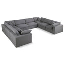  Manufacturer Color_Grey -- Serene 158" Grey Linen Textured Fabric Upholstered Deluxe Comfort 8 pc Modular Sectional IMAGE 1