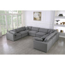  Manufacturer Color_Grey -- Serene 158" Grey Linen Textured Fabric Upholstered Deluxe Comfort 8 pc Modular Sectional IMAGE 2