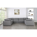  Manufacturer Color_Grey -- Serene 158" Grey Linen Textured Fabric Upholstered Deluxe Comfort 8 pc Modular Sectional IMAGE 3
