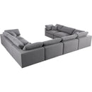  Manufacturer Color_Grey -- Serene 158" Grey Linen Textured Fabric Upholstered Deluxe Comfort 8 pc Modular Sectional IMAGE 4