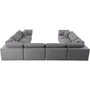  Manufacturer Color_Grey -- Serene 158" Grey Linen Textured Fabric Upholstered Deluxe Comfort 8 pc Modular Sectional IMAGE 5