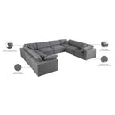  Manufacturer Color_Grey -- Serene 158" Grey Linen Textured Fabric Upholstered Deluxe Comfort 8 pc Modular Sectional IMAGE 8