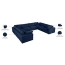  Manufacturer Color_Navy -- Serene 158" Navy Linen Textured Fabric Upholstered Deluxe Comfort 8 pc Modular Sectional IMAGE 10