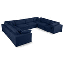  Manufacturer Color_Navy -- Serene 158" Navy Linen Textured Fabric Upholstered Deluxe Comfort 8 pc Modular Sectional IMAGE 1