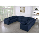  Manufacturer Color_Navy -- Serene 158" Navy Linen Textured Fabric Upholstered Deluxe Comfort 8 pc Modular Sectional IMAGE 2