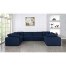  Manufacturer Color_Navy -- Serene 158" Navy Linen Textured Fabric Upholstered Deluxe Comfort 8 pc Modular Sectional IMAGE 3