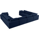  Manufacturer Color_Navy -- Serene 158" Navy Linen Textured Fabric Upholstered Deluxe Comfort 8 pc Modular Sectional IMAGE 4