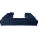  Manufacturer Color_Navy -- Serene 158" Navy Linen Textured Fabric Upholstered Deluxe Comfort 8 pc Modular Sectional IMAGE 5