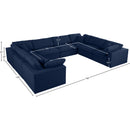  Manufacturer Color_Navy -- Serene 158" Navy Linen Textured Fabric Upholstered Deluxe Comfort 8 pc Modular Sectional IMAGE 9