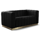  Manufacturer Color_Black -- Meridian Marlon Stationary Fabric Loveseat IMAGE 1