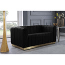  Manufacturer Color_Black -- Meridian Marlon Stationary Fabric Loveseat IMAGE 2