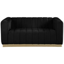  Manufacturer Color_Black -- Meridian Marlon Stationary Fabric Loveseat IMAGE 4
