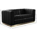  Manufacturer Color_Black -- Meridian Marlon Stationary Fabric Loveseat IMAGE 8