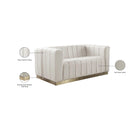 Meridian Marlon Cream Velvet Loveseat IMAGE 9