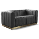  Manufacturer Color_Grey -- Marlon 62.5" Grey Velvet Upholstered Loveseat IMAGE 1