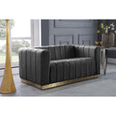  Manufacturer Color_Grey -- Marlon 62.5" Grey Velvet Upholstered Loveseat IMAGE 2