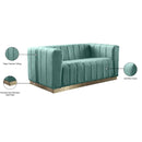 Meridian Marlon Mint Velvet Loveseat IMAGE 9