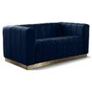  Manufacturer Color_Navy -- Marlon 62.5" Navy Velvet Upholstered Loveseat IMAGE 1