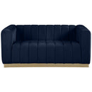  Manufacturer Color_Navy -- Marlon 62.5" Navy Velvet Upholstered Loveseat IMAGE 4