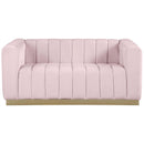  Manufacturer Color_Pink -- Marlon 62.5" Pink Velvet Upholstered Loveseat IMAGE 4