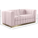  Manufacturer Color_Pink -- Marlon 62.5" Pink Velvet Upholstered Loveseat IMAGE 8