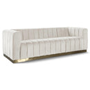  Manufacturer Color_Cream -- Marlon 86.5" Cream Velvet Upholstered Sofa IMAGE 1