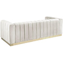  Manufacturer Color_Cream -- Marlon 86.5" Cream Velvet Upholstered Sofa IMAGE 3