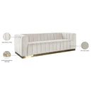 Manufacturer Color_Cream -- Marlon 86.5" Cream Velvet Upholstered Sofa IMAGE 9