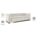 Meridian Marlon Cream Velvet Sofa IMAGE 9