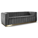  Manufacturer Color_Grey -- Marlon 86.5" Grey Velvet Upholstered Sofa IMAGE 1