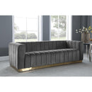  Manufacturer Color_Grey -- Marlon 86.5" Grey Velvet Upholstered Sofa IMAGE 2