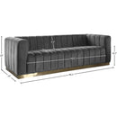  Manufacturer Color_Grey -- Marlon 86.5" Grey Velvet Upholstered Sofa IMAGE 7