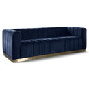  Manufacturer Color_Navy -- Marlon 86.5" Navy Velvet Upholstered Sofa IMAGE 1