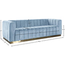  Manufacturer Color_Sky Blue -- Marlon 86.5" Sky Blue Velvet Upholstered Sofa IMAGE 8