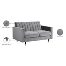  Manufacturer Color_Grey -- Meridian Lola Stationary Fabric Loveseat IMAGE 6