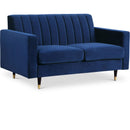 Manufacturer Color_Navy -- Lola 60" Navy Velvet Upholstered Loveseat IMAGE 1