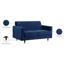  Manufacturer Color_Navy -- Lola 60" Navy Velvet Upholstered Loveseat IMAGE 6