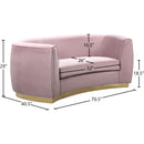  Manufacturer Color_Pink -- Julian 70.5" Pink Velvet Upholstered Loveseat IMAGE 7