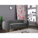  Manufacturer Color_Grey -- Julian 91.5" Grey Velvet Upholstered Sofa IMAGE 2