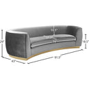  Manufacturer Color_Grey -- Julian 91.5" Grey Velvet Upholstered Sofa IMAGE 7