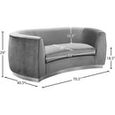 Meridian Julian Grey Velvet Loveseat IMAGE 7