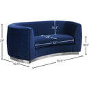 Manufacturer Color_Navy -- Julian 70.5" Navy Velvet Upholstered Loveseat IMAGE 7