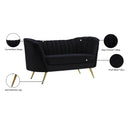  Manufacturer Color_Black -- Meridian Margo Stationary Fabric Loveseat IMAGE 7