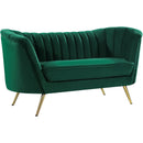 Meridian Margo Stationary Fabric Loveseat 622Green-L IMAGE 1