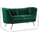 Meridian Margo Green Velvet Loveseat IMAGE 6