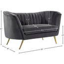  Manufacturer Color_Grey -- Margo 65" Grey Velvet Upholstered Loveseat IMAGE 6
