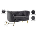 Meridian Margo Grey Velvet Loveseat IMAGE 7