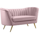 Meridian Margo Stationary Fabric Loveseat 622Pink-L IMAGE 1