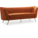  Manufacturer Color_Cognac -- Margo 88" Cognac Velvet Upholstered Sofa IMAGE 1